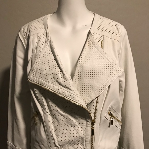 Jennifer Lopez Jackets & Blazers - Jennifer Lopez vegan white Moto Jacket
